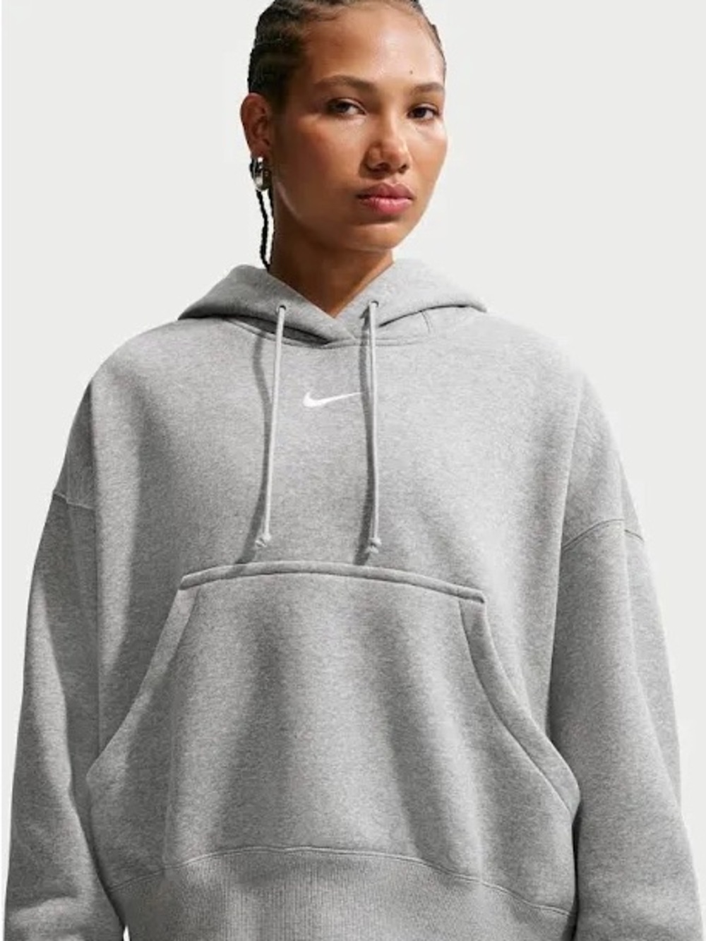 Nike Gray Crewneck Hoodie with White Swoosh Size Small